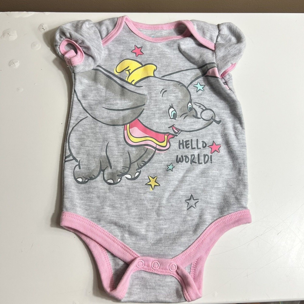 Disney Baby Dumbo Body Suit 3-6 Months Hello World